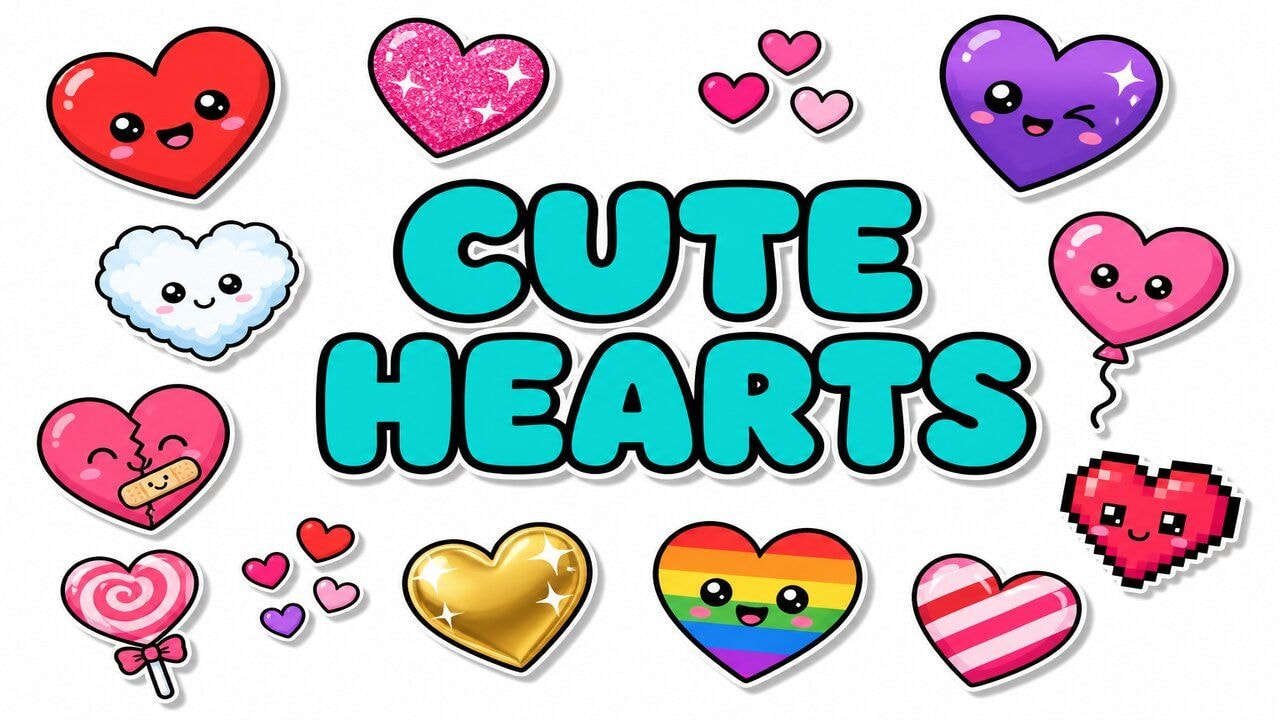 Cute Hearts custom cursor collection preview