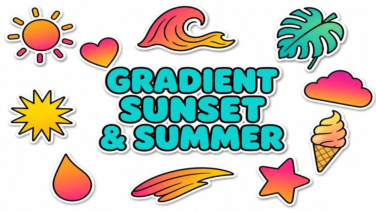 Gradient Sunset & Summer custom cursor collection preview