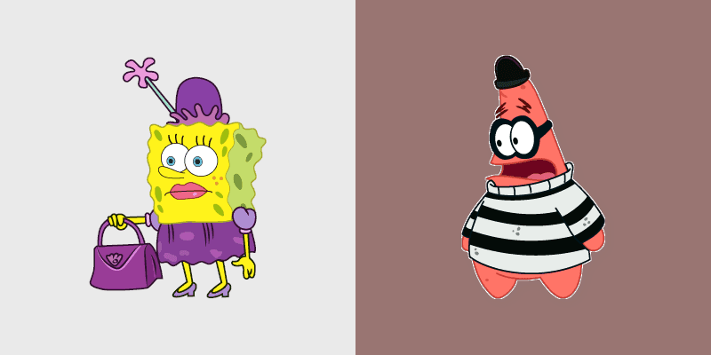 Lady Spongebob And Robber Patrick