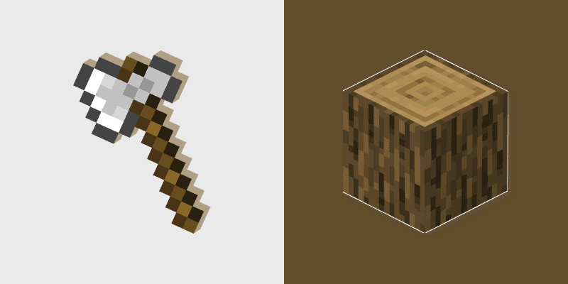 Iron Axe Oak Log