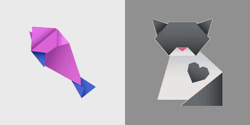 Origami Cat and Fish