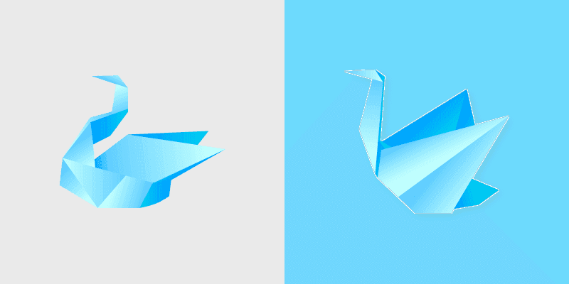 Origami Blue Swan