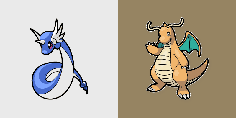 Dragonair and Dragonite