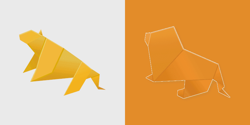 Origami Lioness and Lion