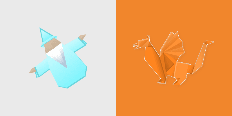 Origami Magician and Griffin