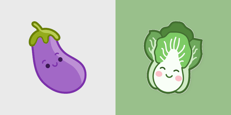 Eggplant and Lettuce cursor preview