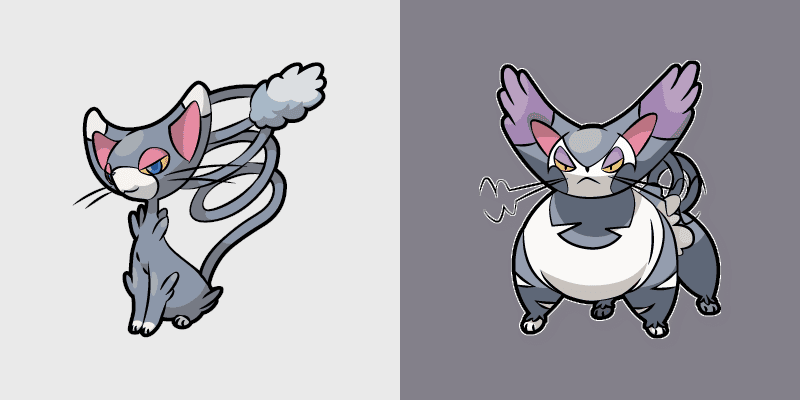 Glameow and Purugly