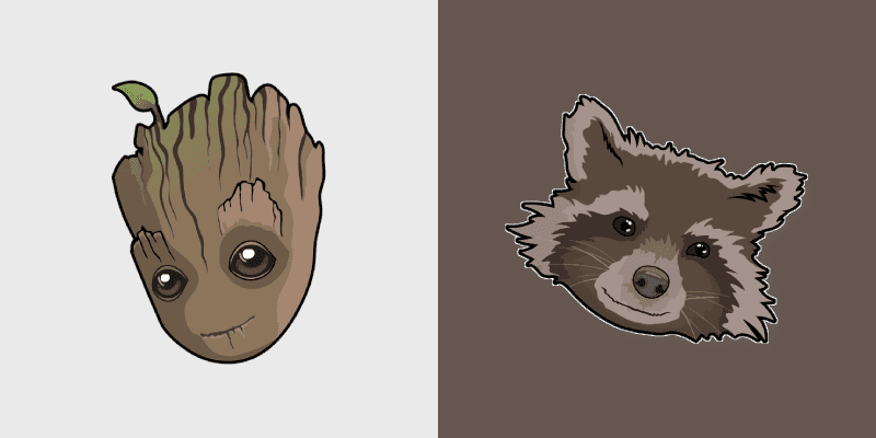 Baby Groot and Rocket