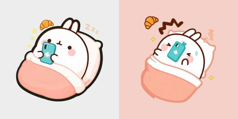 Peach Bunny Bed Phone Cursor