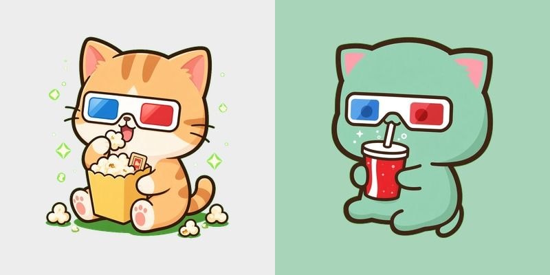 Peach Mint Cinema Cats