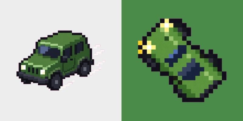 Pixel Green Jeep Cursor
