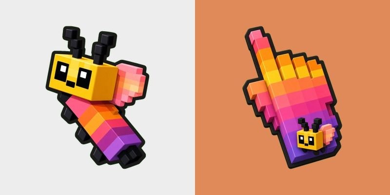 Sunset Voxel Bee cursor preview