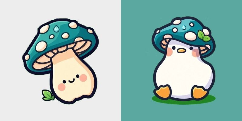 Teal Mushroom Duckling