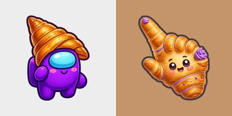 Among Us Purple Character in a Croissant Hat
