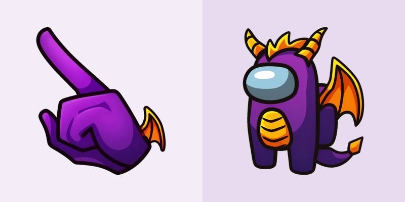Among Us Purple Spyro Dragon Character cursor preview