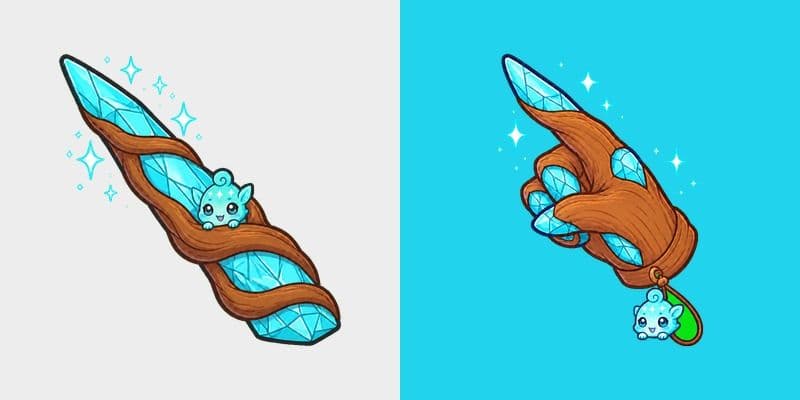Aquamarine Spiral Wand