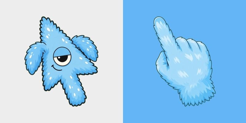 Blue Sleepy Droop Monster Cursor