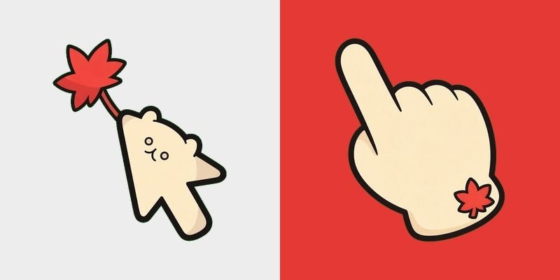 Cream Maple Leaf Blob Cursor