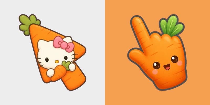 Cute Hello Kitty Orange Carrot Cursor