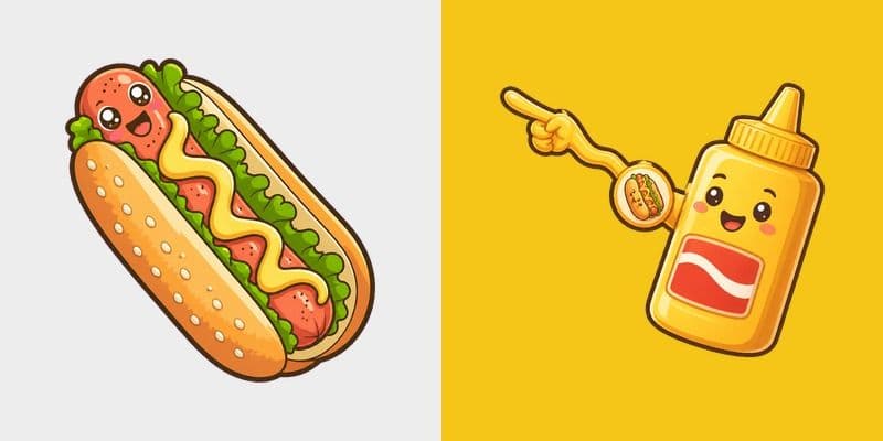 Kawaii Mustard Hot Dog