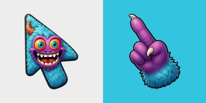 Cyan Squish Grin Monster Cursor