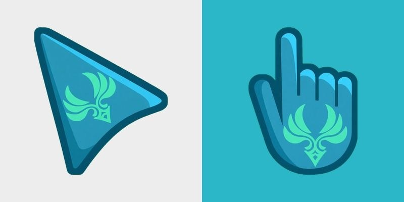 Genshin Impact Anemo Element on Teal Background Cursor