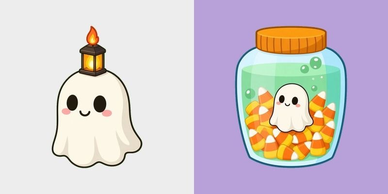 Cute Ghost Lantern & Candy Jar cursor preview