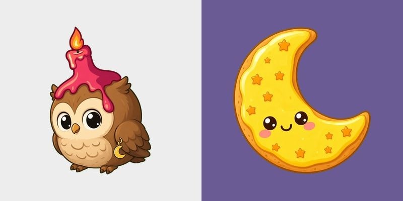 Cute Owl & Moon Cookie