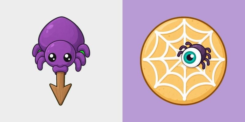 Cute Spider & Web Cookie cursor preview