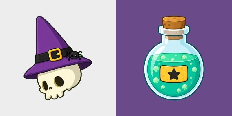 Cute Witch Hat & Potion cursor preview