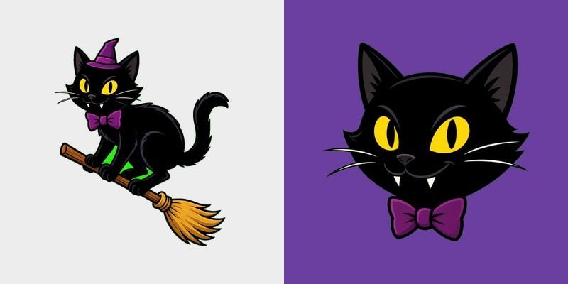 Spooky Black Cat Broom Dash cursor preview
