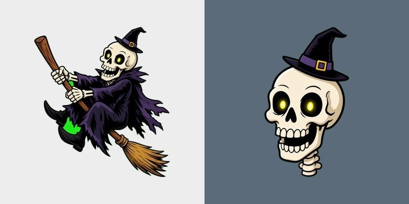 Spooky Skeleton on Broomstick cursor preview