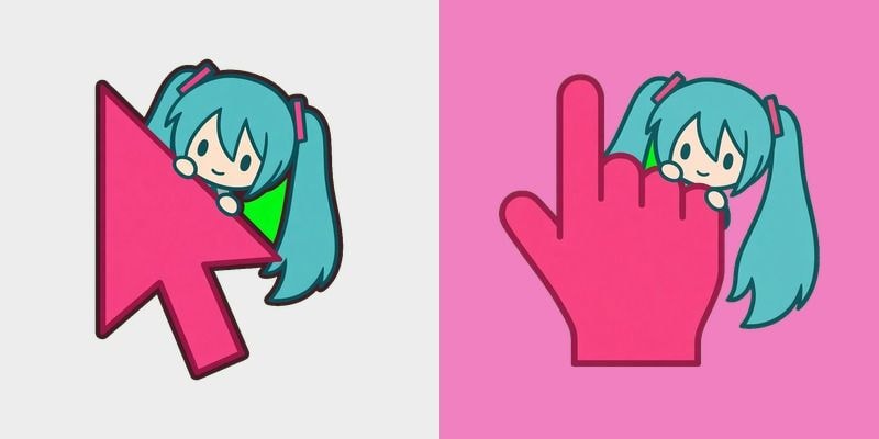 Hatsune Miku Peek Pink Cursor