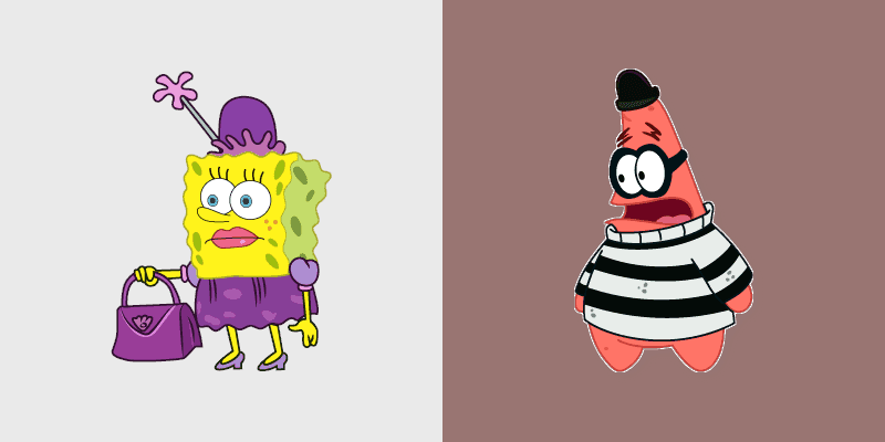 Cute Cursor Pack - Lady SpongeBob & Robber Patrick