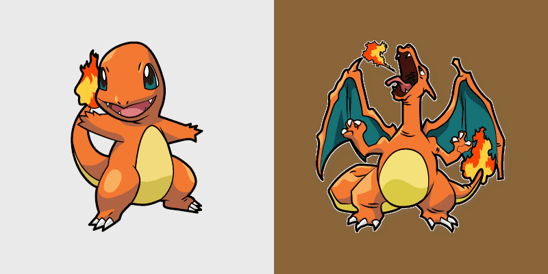 Charmander and Charizard