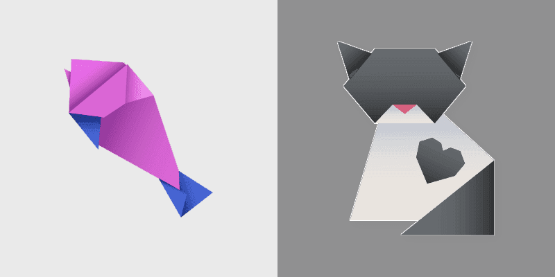 Origami Cat and Fish