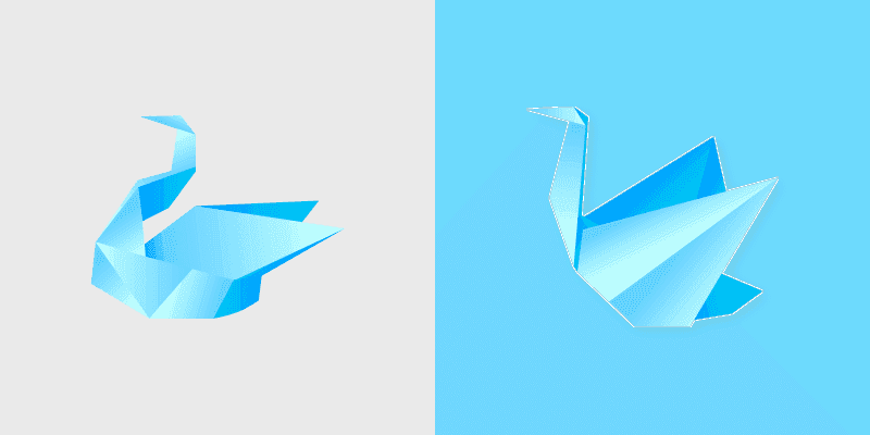 Origami Blue Swan
