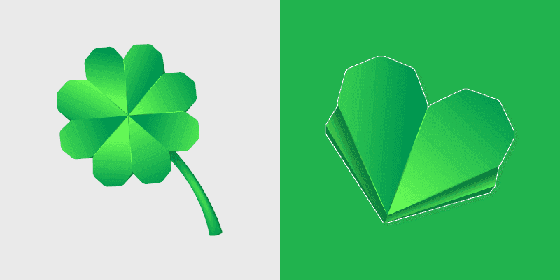 Custom Cursor Pack - Origami Clover and Green Heart