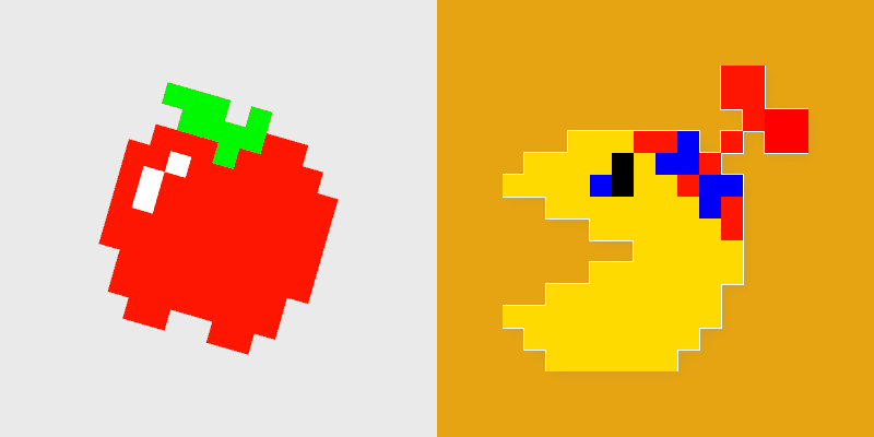 Pixel Jr. Pac-Man and Apple