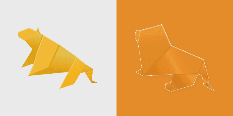 Origami Lioness and Lion