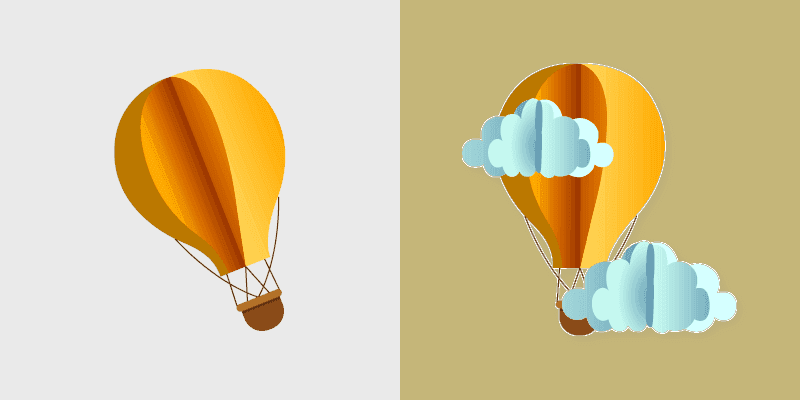 Origami Balloon and Clouds