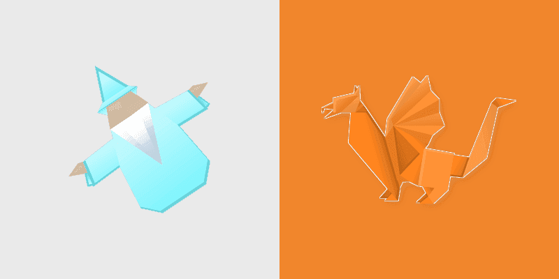 Origami Magician and Griffin