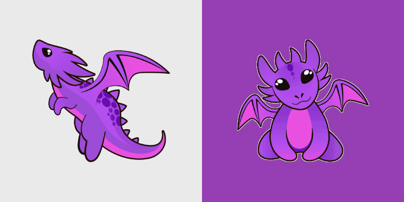 Cute Cursor Pack - Purple Baby Dragon