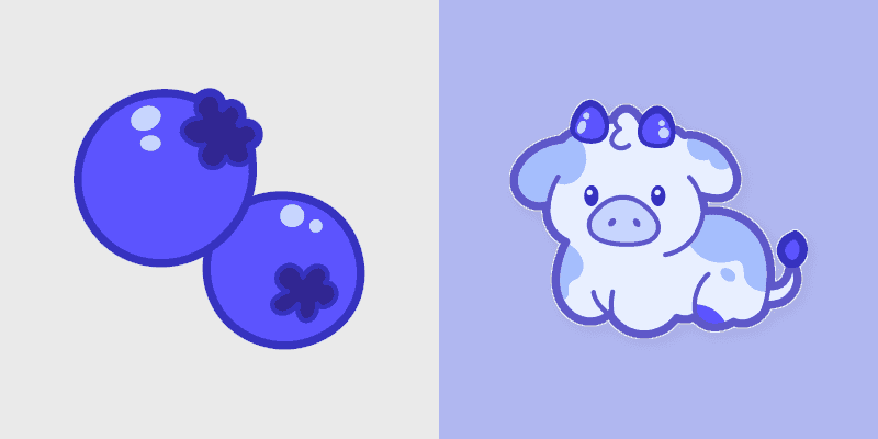Kawaii Custom Cursor Pack - Blueberry Cow & Berries