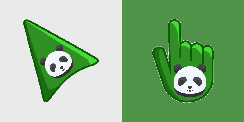 Cute Panda Cursor Pack on Bamboo Green