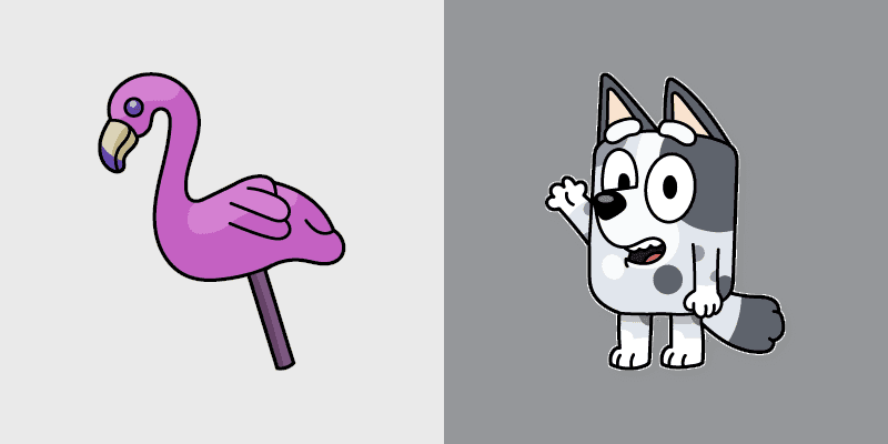 Cute Cursor Pack - Bluey Muffin Heeler & Flamingo