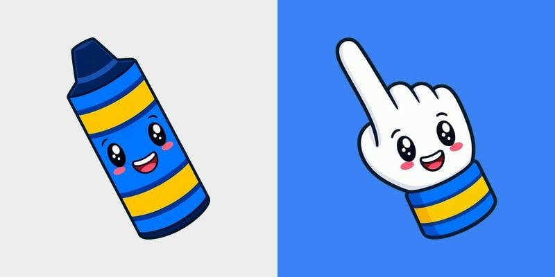 Kawaii Blue Crayon cursor preview