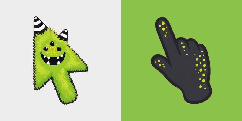 Lime Triple Eye Spike Monster Cursor