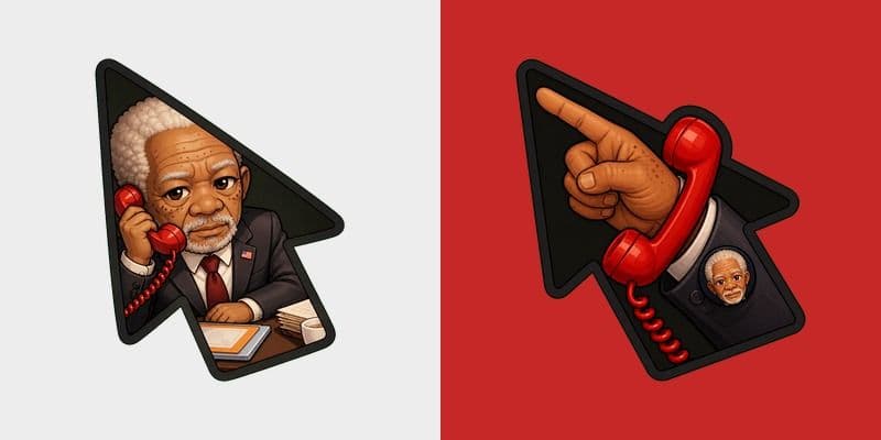 Meme Cute Morgan Freeman Red Phone