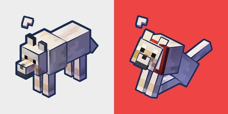 Minecraft Pale Wolf Tamed Wolf